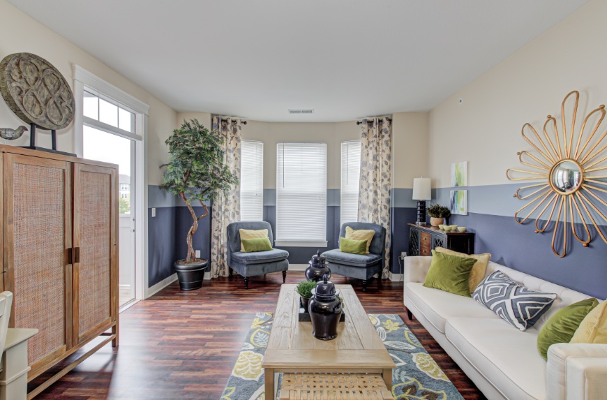 Model Living Room in Indianapolis apartments.